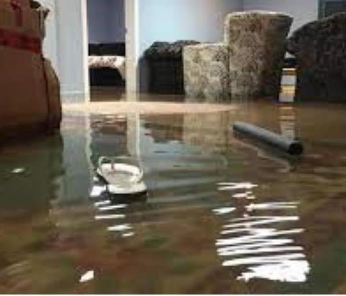 flooded home with floating flip flop